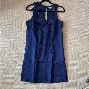 Calypso St. Barth Navy Sleeveless Floral Appliqué Mini Dress